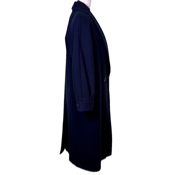 Women’s Navy Wool Coat Long Oversized Shawl Collar Double Breasted Sz12 Petite - Picture 4 of 10